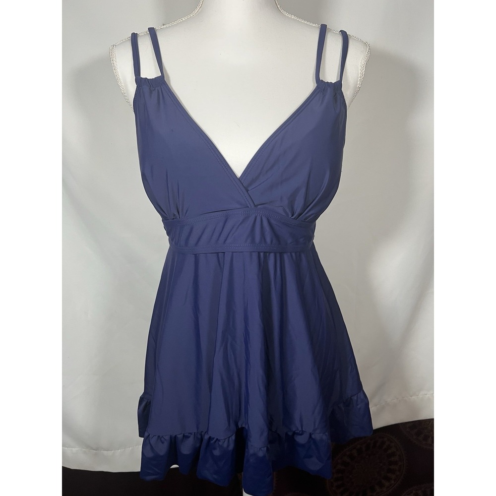 Zaful Women's Blue Swim Tankini Dress Size XL NWT Swimwear Beach Pool Vacation